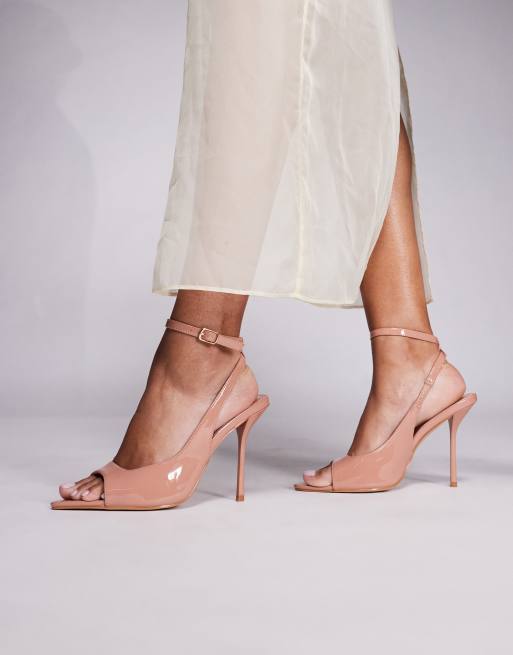 Simmi London Theodosia Wide Fit high heeled sandals with tie detail in beige