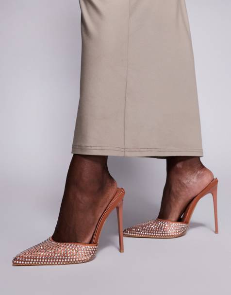 Simmi London Thia embellished detail high heeled mule in chocolate - view 1