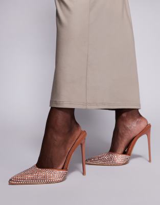 SIMMI London - Thia - Mules à talon haut et détail ornementé - Chocolat-Marron