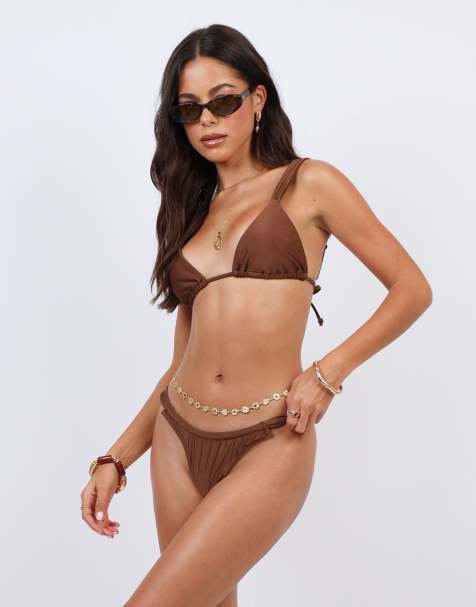 Simmi London Thick strap bikini in brown - view 1