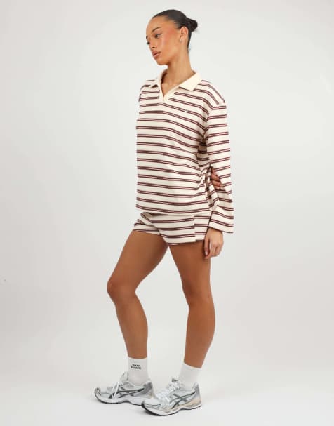 Simmi London thin stripe rugby set in burgundy - view 1