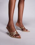 [SIMMI Shoes] Simmi London Thor heeled mule sandals in gold metallic PU 40 Gold Metallic PU