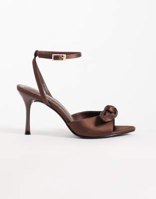 Simmi Shoes Simmi London Tiarra Heeled Sandals With Bow In Brown