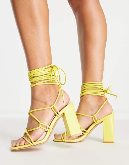 Yellow best sale block sandals