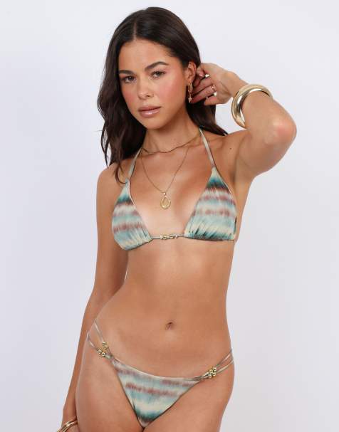 Simmi London Tie dye triangle bikini top in multi - view 1