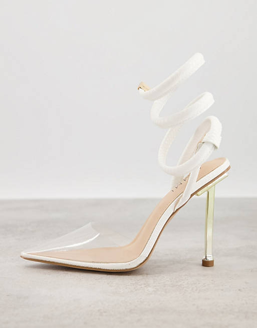 Shoes Heels/Simmi London Tiona heeled shoes with spiral straps in white 