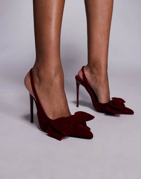 Simmi London - Toppaz - Scarpe con tacco e cinturino posteriore in velluto rosso con fiocco - view 1