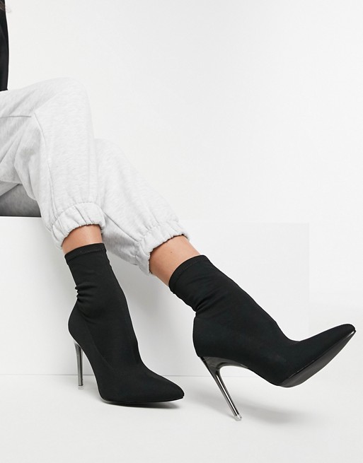 Simmi London Tora sock heeled ankle boots in black