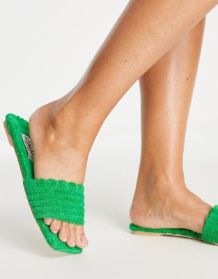 Simmi Shoes Simmi London Towelling Flat Sandal In Green