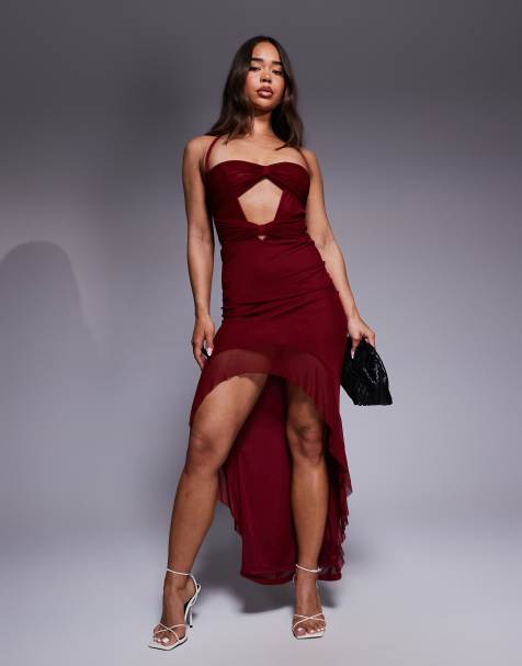 Simmi London Tribeca cherry red halterneck maxi dress in red - view 1