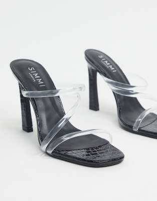 clear mules black