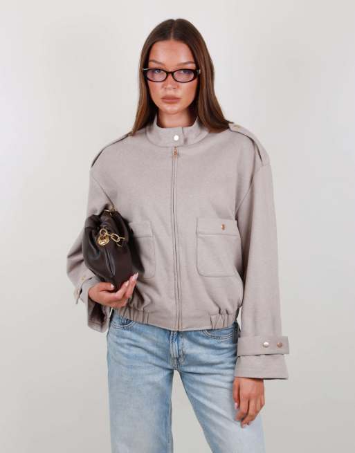 Simmi London Twill soft touch jacket in beige, 2 of 6