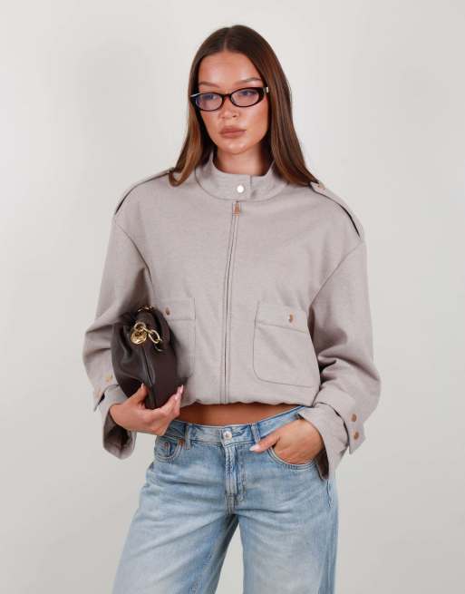 Simmi London Twill soft touch jacket in beige, 3 of 6