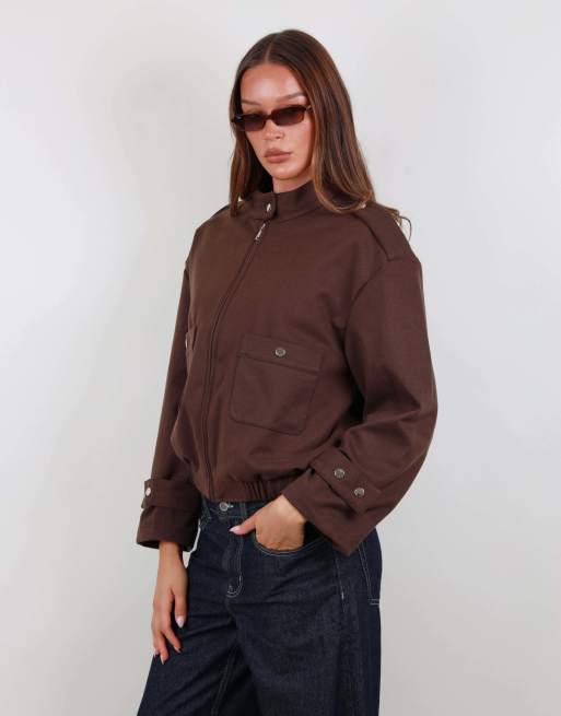 Simmi London Twill soft touch jacket in brown, 3 of 5