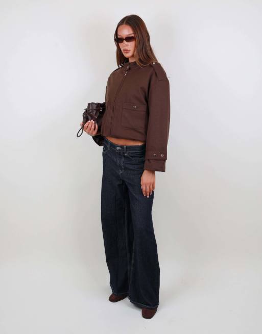 Simmi London Twill soft touch jacket in brown, 4 of 5