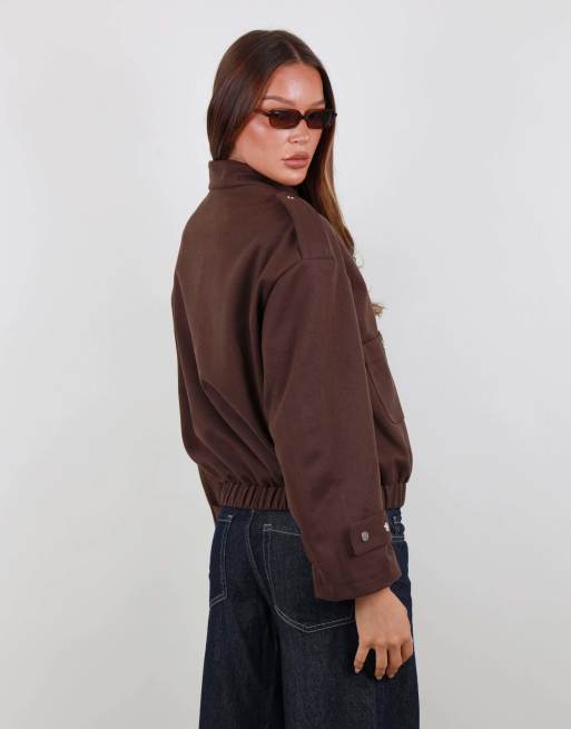 Simmi London Twill soft touch jacket in brown, 5 of 5