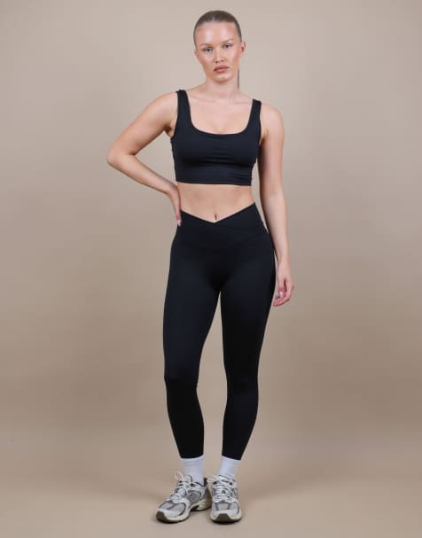 Simmi London V front sculpt ankle length leggings in black - view 1