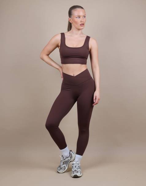 Simmi London V front sculpt ankle length leggings in brown - view 1