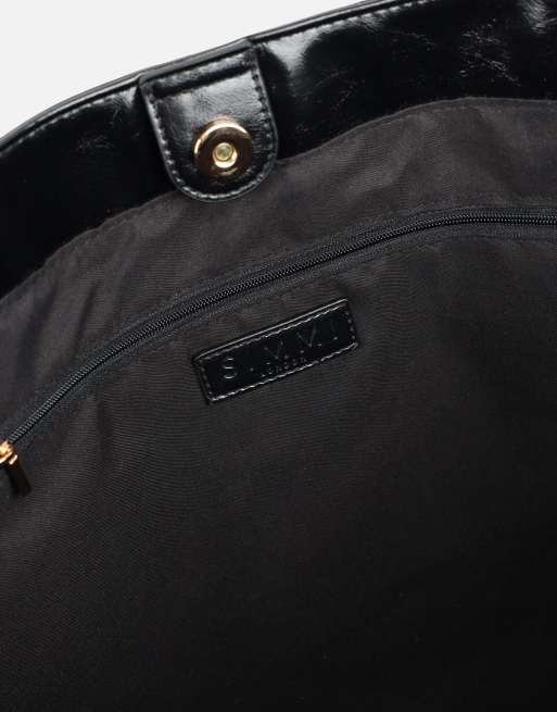 Simmi London Vaelina handbag in black crinkle, 4 of 4