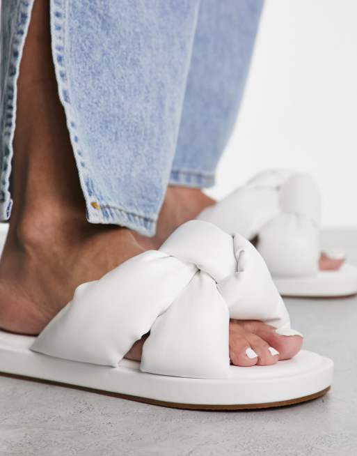 Simmi London Vetta padded slides in white pu , 4 of 4