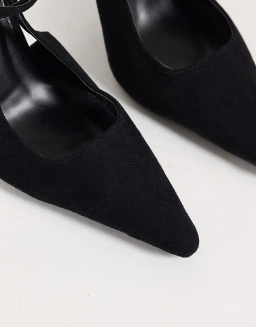 Simmi London Vietta pumps med bindebånd om benet i sort suedette, 4 af 4