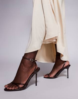 Simmi London Vitani barely there heeled sandals in chocolate-Brown