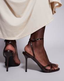 ASOS DESIGN ruffle chiffon maxi dress in chocolate abstract print