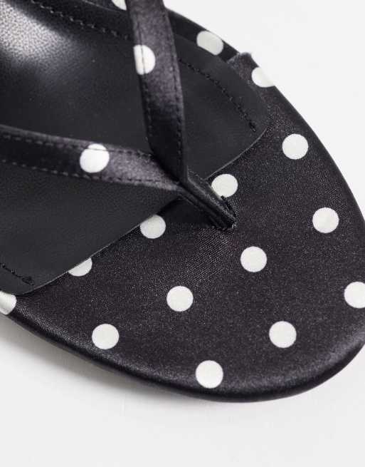 Simmi London wedge toe thong sandals in black polka dot, 3 of 4