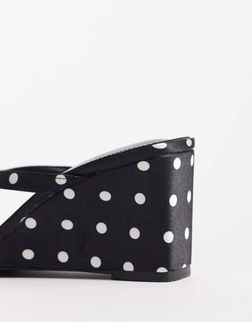 Simmi London wedge toe thong sandals in black polka dot, 4 of 4