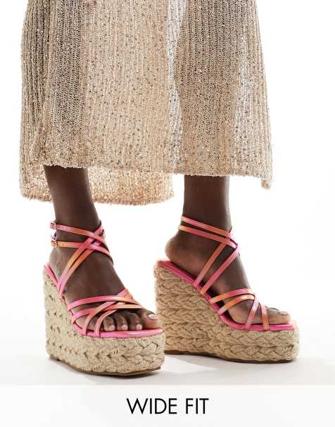 Simmi London Wide Fit Akela strappy espadrille in orange ombre - view 1