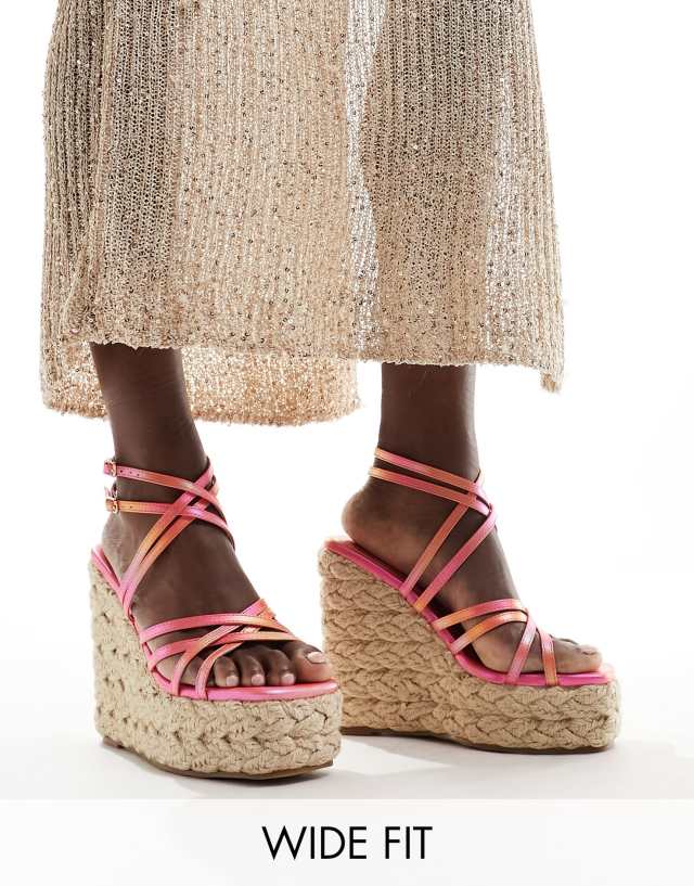 Simmi Wide Fit - Simmi London Wide Fit Akela strappy espadrille in orange ombre