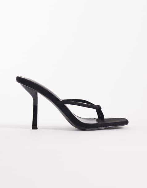 Simmi London Wide Fit - Asra - Sorte mule-sandaler med hæl i imiteret ruskind - view 1