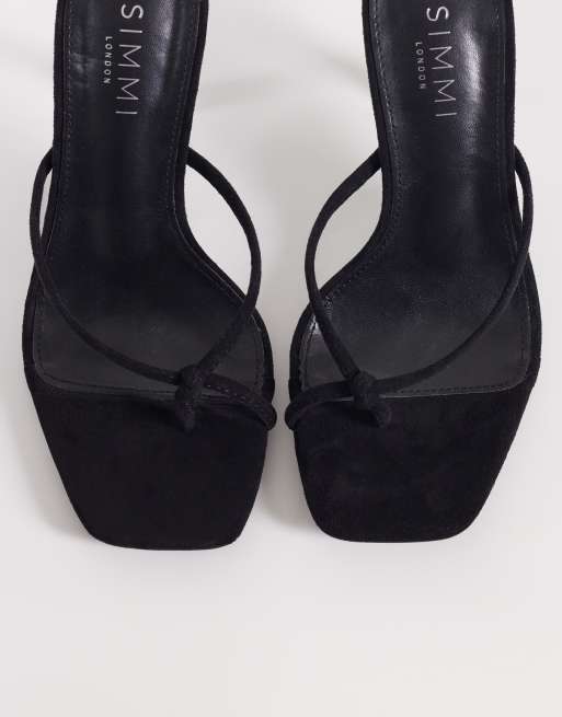 Simmi London Wide Fit - Asra - Sorte mule-sandaler med hæl i imiteret ruskind, 2 af 4