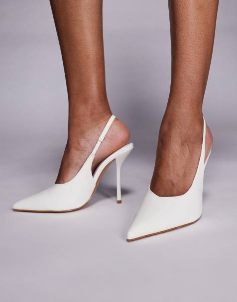 Simmi London Wide Fit Bexley heeled pumps in white - view 1