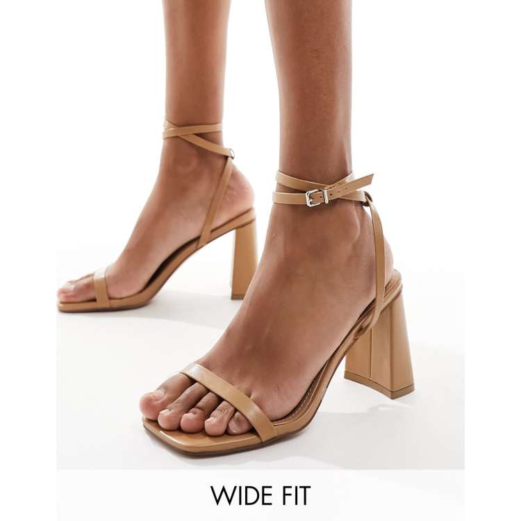 Strappy nude block store heels