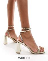 ASOS DESIGN Wide Fit Hotel barely there block heeled sandals in