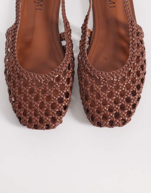 Simmi London Wide Fit Biao slingback woven ballet flats in tan, 2 of 4