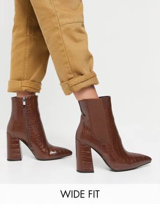 tan croc ankle boots