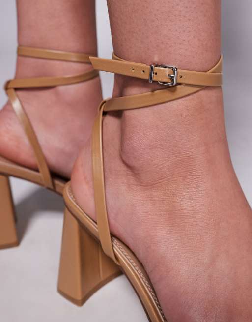 Simmi London Bora strappy block mid heeled sandals in beige
