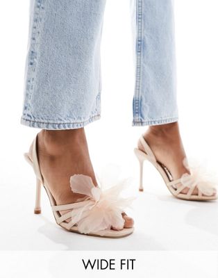 Simmi Wide Fit Simmi London Wide Fit Brixley Heeled Sandal With Flower Corsage In Blush-pink