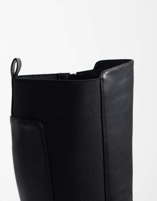 Simmi London Wide Fit Carlton chunky pull on knee boots in black, 3 of 4