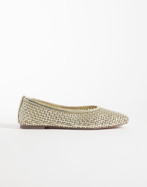 SIMMI London Wide Fit - Cassius - Ballerines plates effet tressé - Doré - view 1