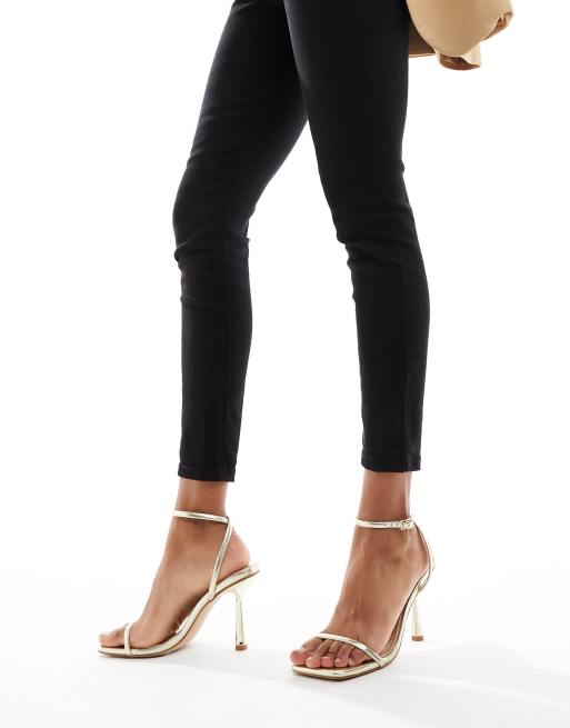 Gold barely there outlet heels wide fit