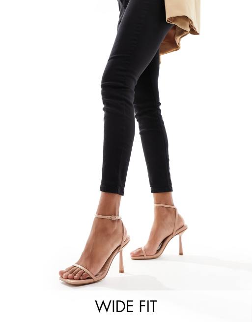 Simmi London Wide Fit Damira strappy barely there sandals in beige