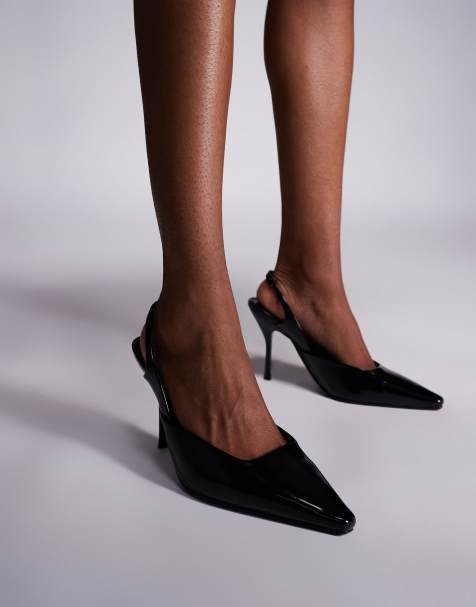Simmi London Wide Fit Darcia pointed slingback heeled shoes in black - view 1