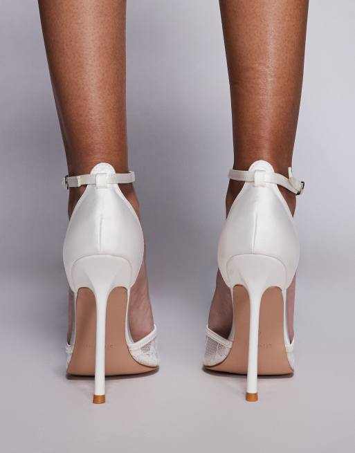 SIMMI London Wide Fit - Deena - Chaussures à talon en dentelle - Blanc , 4 de 4