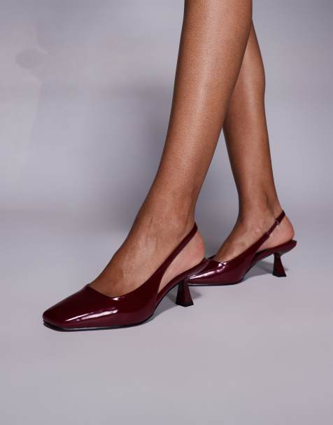 Simmi London Wide Fit Dorothy slingback heeled shoes in red - view 1