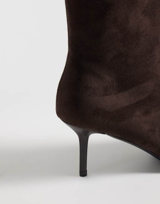 Simmi London Wide Fit Ember pointed ankle boots in brown suedette, 4 of 4