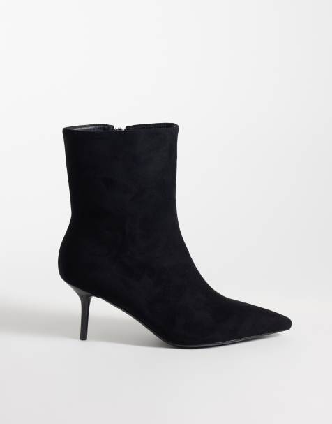 Simmi London Wide Fit Ember spitze Ankle-Boots in Schwarz aus Velourslederimitat - view 1