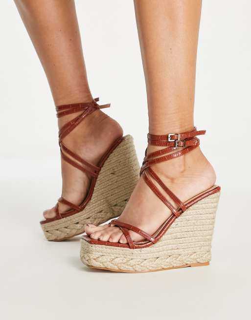 Espadrille Wedges - Brown